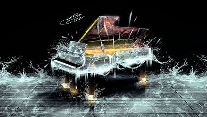 冰凍水噴濺鋼琴