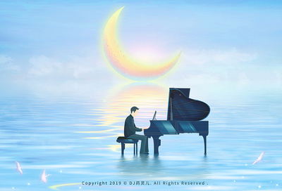 海上鋼琴師|插畫|商業插畫|靈魂畫師DJ藥靈兒 