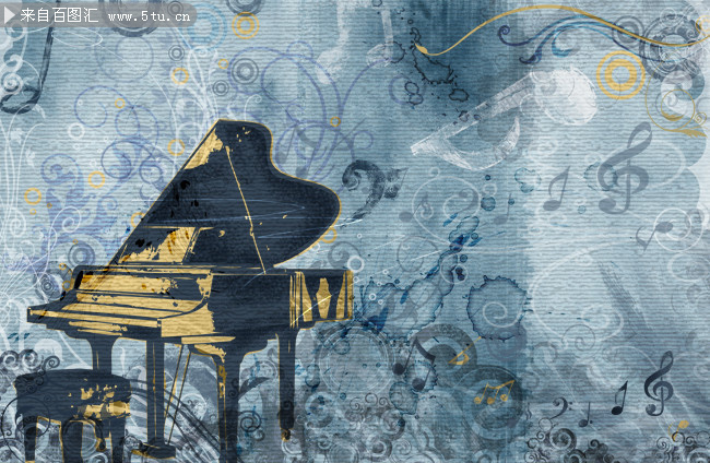 復古風格鋼琴背景圖片