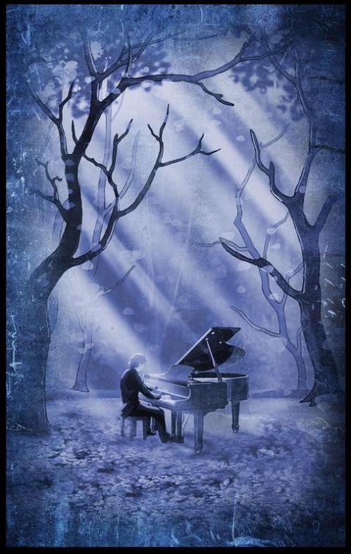 女生唯美鋼琴的圖片